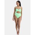 thumbnail image 2 of No Boundaries Women's Cutout V-Wire One-Piece Swimsuit, Sizes XXS - XXL, 2 of 5