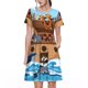 thumbnail image 1 of Disketp Animals on Noah's Ark para Vestido de Manga Corta para Mujeres, Vestidos de Verano para Mujeres, Casual y Holgado para la Playa, 1 of 6