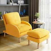 Sunmthink  Fabric Recliners Chair with Ottomans, Size 33.0 inch (W) Sofa, Yellow