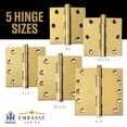 thumbnail image 3 of Embassy 4” x 4” Ball Bearing Door Hinge Heavy Duty Hinges Polished Brass with Ball Tips, 3 of 9