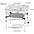 thumbnail image 4 of Folding Camping Table 2ft Portable Pinic Table Adjustable Height Small Card Table Aluminum Foldable Lightweight with Carry Handle for Outdoor Indoor Hiking Camp BBQ Beach (Blooming Floral), 4 of 6