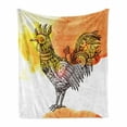 thumbnail image 1 of Steampunk Soft Flannel Fleece Blanket, Retro Illustration of Mechanical Rooster in Sketch and Watercolor Style, Cozy Plush for Indoor and Outdoor Use, 50" x 60", Yellow Orange Brown, by Ambesonne, 1 of 6