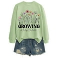 thumbnail image 3 of IWRICH Flower Sweatshirt Women's 80s Fashion Floral Printed Long Sleeves Sweatshirt Pullovers Tops Light Green L, 3 of 3