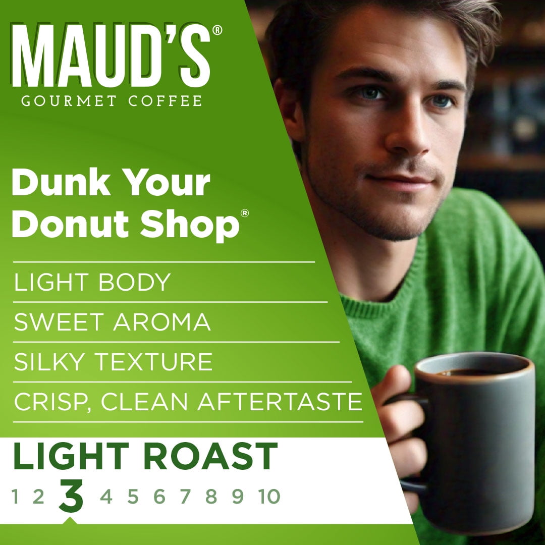 Maud's Donut Shop Coffee Pods, Dunk Your Donut Shop, Compatible w/ K-Cup Brewers, 100ct