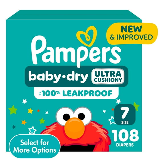 Pampers Baby Dry Baby Diapers Size 7, 108 Count (Select for More Options)