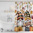 thumbnail image 3 of Yellow Orange Gnomes Fall Shower Curtain, Waterproof Shower Curtains for Bathroom, Pumpkins Thanksgiving Leaves Floral Washable Fabric Bathtub Curtain Set Bath Decor with 12 Hooks Long 72"x84", 3 of 8