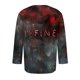 thumbnail image 2 of Camisas de Manga Larga para Hombres Imprimir Blusa de Manga Corta de Cuello Redondo, Camisas de Lino para Hombres, 2 of 4
