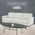 thumbnail image 3 of Leisuremod Chester Modern Leather 3 Seater Sofa With Birch Wood Base Mid Century Living Room Couch (White), 3 of 12