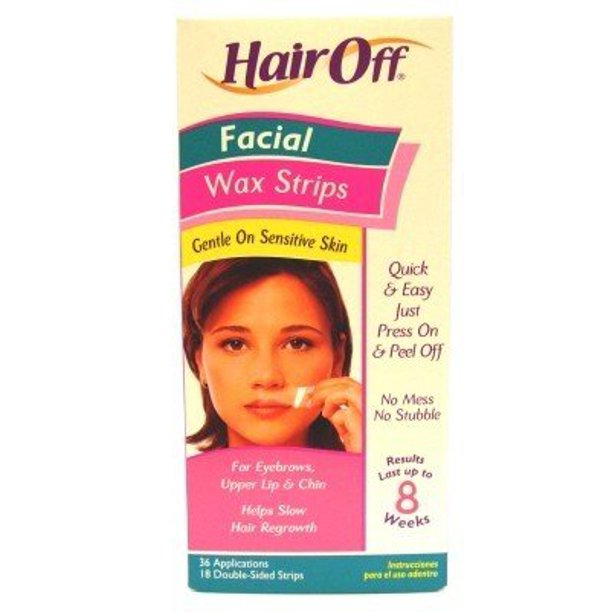 Hair Off Facial Wax Strips 18 Sets (3Pack) with Free Nail File