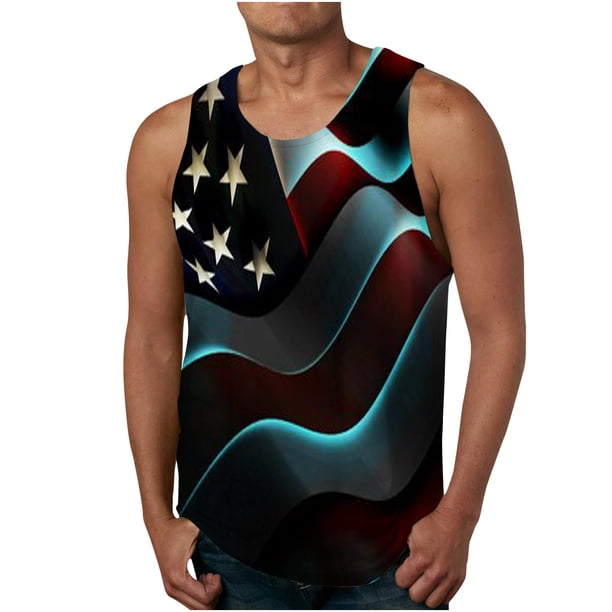 Tanques para Hombre de Verano Suelto Chaleco Impresión Deportivo Cuello Redondo, Camisa sin Mangas Casual para Al Aire Libre Y Diario