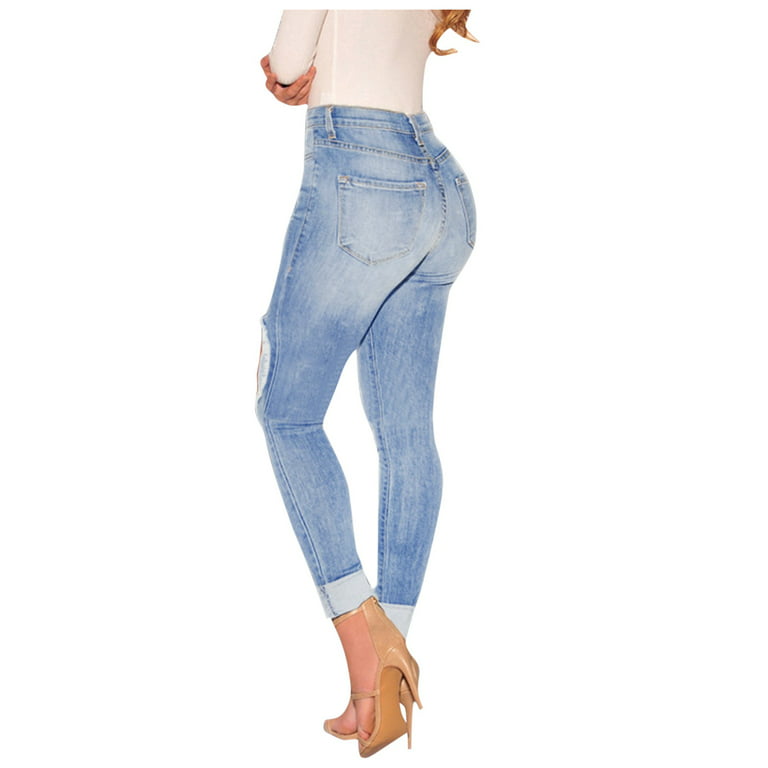 Womens Fit For Gubotare Waisted Skinny Waisted XXL High Women Slim High Classic Stretch Lifting Pants,Blue Jeans Jeans Denim