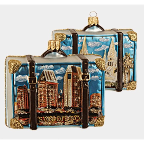 San Diego California Travel Suitcase Glass Christmas Ornament ONE Decoration New
