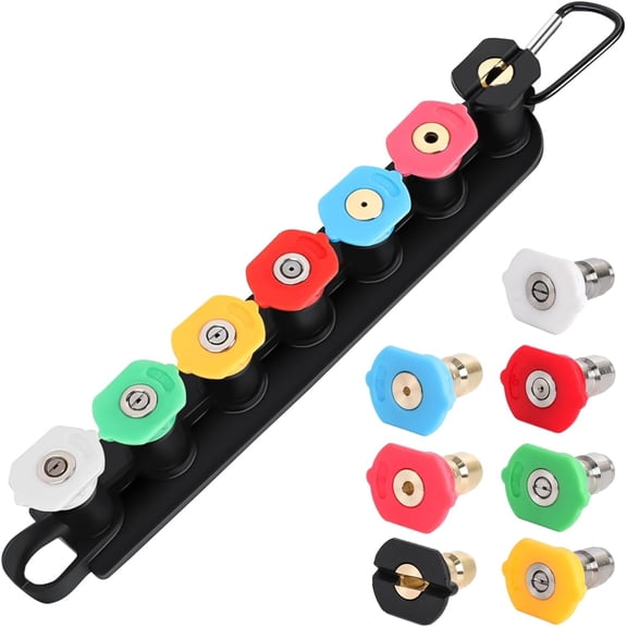 Pressure Washer Tips, Set of 7 Pressure Washer Nozzle Tips with Nozzle Holder, 1/4 Inch Quick Connect, 4000 PSI