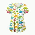 thumbnail image 2 of TOWED22 Scrubs for Women V Neck Short Sleeve Printed Tops Cartoon Pattern Plus Size Nursing with Pockets(Green,M), 2 of 5