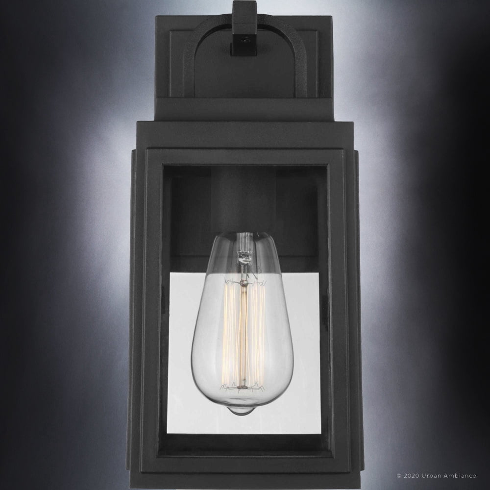 Luxury Farmhouse Wall Sconce, 11.875H x 5.5W, with Modern Farmhouse Style, Midnight Black, UHP1385 by Urban Ambiance