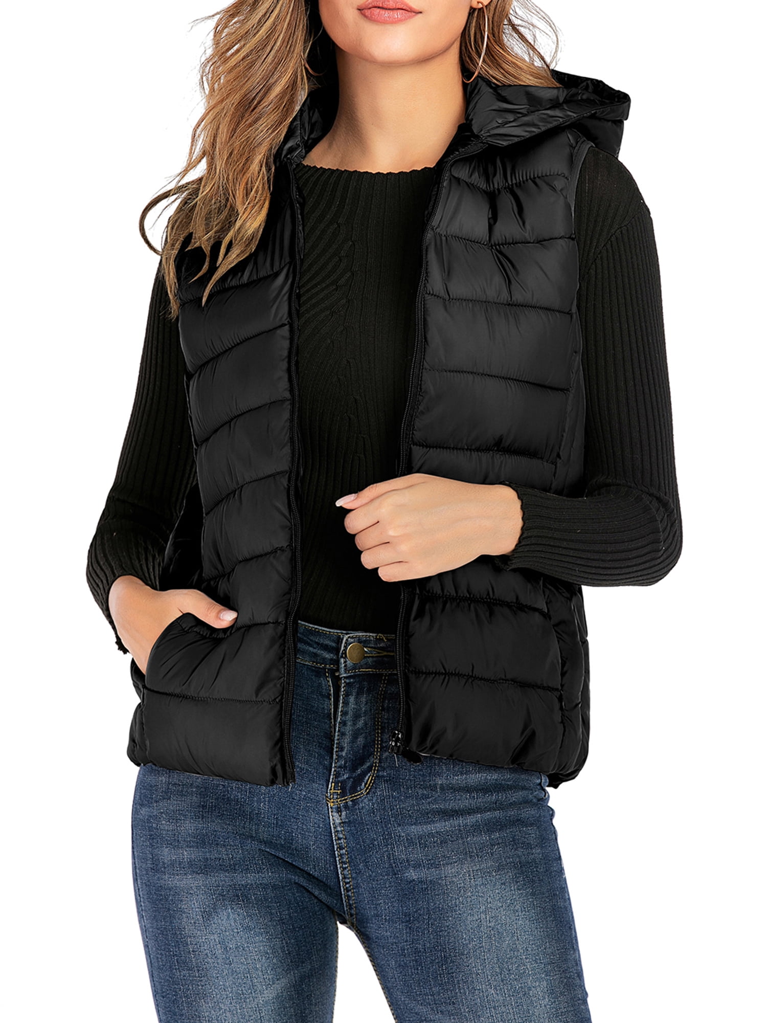 Sleeveless Hoodie Puffer Vest Womens Ultra Lightweight Packable 