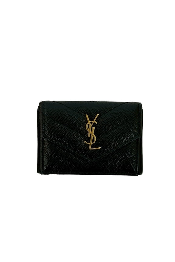 Pre-Owned Yves Saint Laurent SAINT LAURENT PARIS YSL Logo Hardware Leather Tri-fold Mini Wallet...