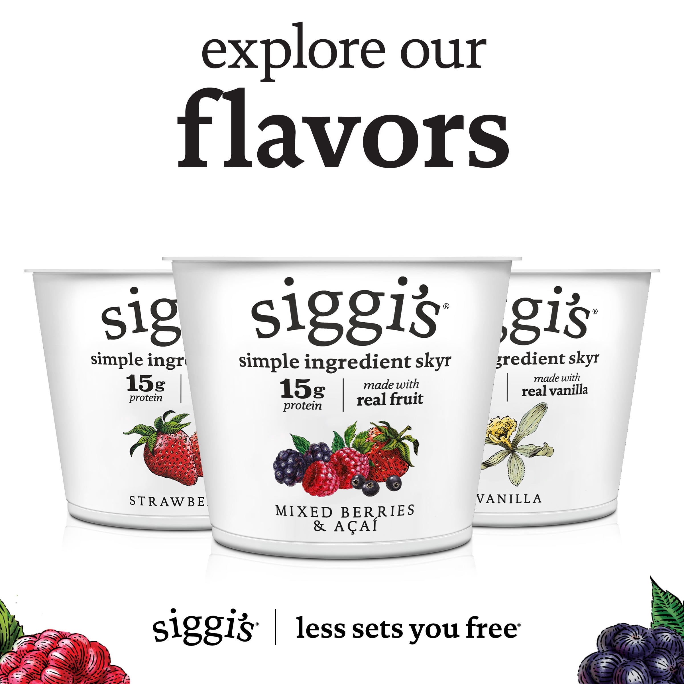 Siggi's Icelandic Skyr Nonfat Yogurt, Mixed Berries & Acai, 5.3 oz