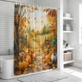 thumbnail image 6 of Fall Oil Painting Shower Curtain, Waterproof Shower Curtains for Bathroom, Thanksgiving Pumpkin Maple Leaf Country Washable Fabric Bathtub Curtain Set Bath Decor with 12 Hooks 72"x78", 6 of 8