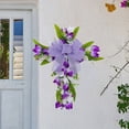 thumbnail image 4 of MXTPOV Spring Wreaths for Front Door, Purple Bow Cross Wreath with Fake Lilies for Wall Decor, Spring Wreath for Party Home Decor, Spring Decor Wreath, 4 of 5