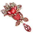 thumbnail image 4 of Broche de flores para mujer, broche Retro elegante y exquisito de aleación con diamantes de imitación rojos para fiesta de banquete de boda, 4 of 14