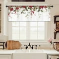 thumbnail image 5 of Christmas Plant Poinsettia Kitchen Curtain Valance 54W x 18H Rod Pocket Red Green Botanical Xmas Eucalyptus Window Treatment for Living Room Bedroom Bathroom, 5 of 6
