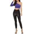 thumbnail image 2 of INSPIRE CHIC Women's Metallic Glitter One Shoulder Long Sleeve Crop Top L Purple, 2 of 5