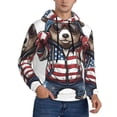 thumbnail image 2 of Pofeuu Patriotic Boxing Bear Art Print Mens Casual Hooded Collar Drawstring Hoodies Pullover Sweatshirts Casual Long Sleeve Shirts-3X-Large, 2 of 7