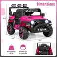 thumbnail image 3 of Costway 12V Kids Ride On Truck with 2*12V Motors Spring Suspension & Remote Control Pink, 3 of 10