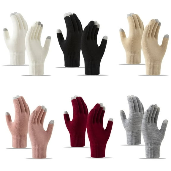 6PCS Women's Winter Touch Screen Gloves Warm Fleece Lined Knit Gloves Elastic Cuff Winter Texting Gloves
