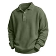 thumbnail image 5 of BXJX Boys Button Sweatshirts Size 8 T, Waffle Knit School Long Sleeve Lapel Collar Pullover Tops Army Green, 5 of 10