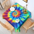 thumbnail image 2 of Colorful Rainbow Tie Dye Spiral Pattern Square Tablecloth,Waterproof Square Table Cover,Wipeable Spillproof Washable Table Cover for Home Kitchen Party Decor 60"x60"(152x152cm), 2 of 6