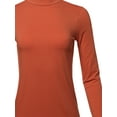 thumbnail image 4 of A2Y Women's Basic Solid Soft Cotton Long Sleeve Mock Neck Top Shirts Copper L, 4 of 5