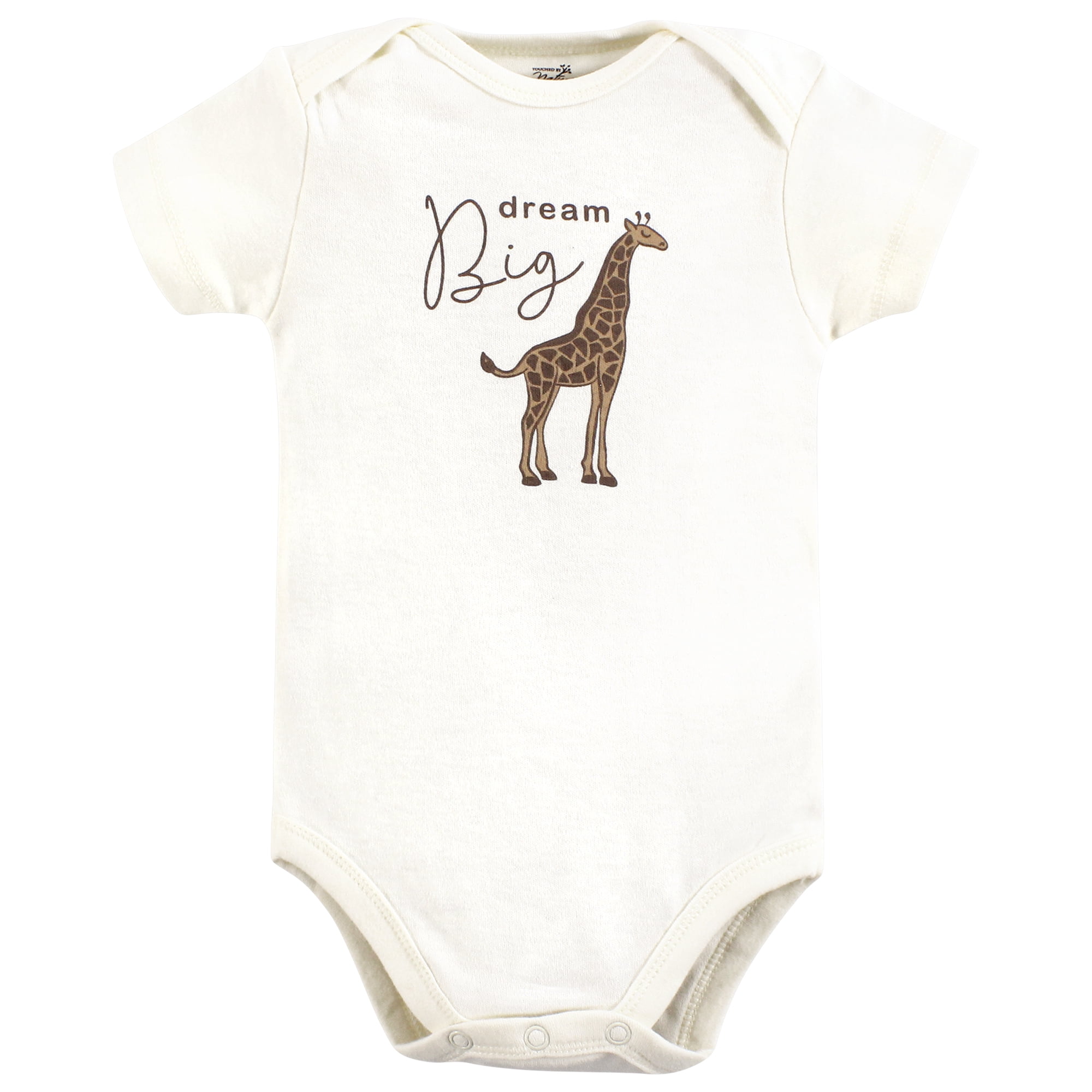 Touched by Nature Unisex Baby Organic Cotton Bodysuits, Classic Safari, Newborn
