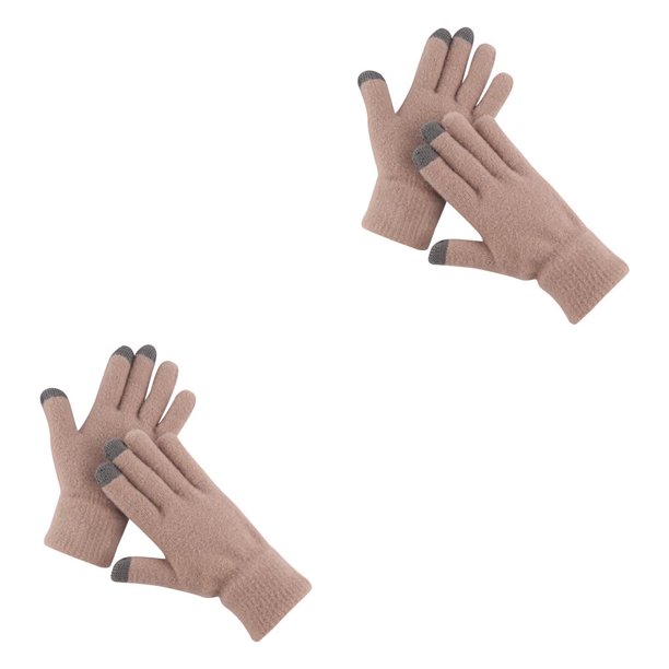 Qarigey 1 par de guantes de invierno para mujer, guantes gruesos de moda para mujer, accesorio de ropa artesanal de punto flexible con Color caqui Simple Caqui 2piezas Qarigey CBP205557