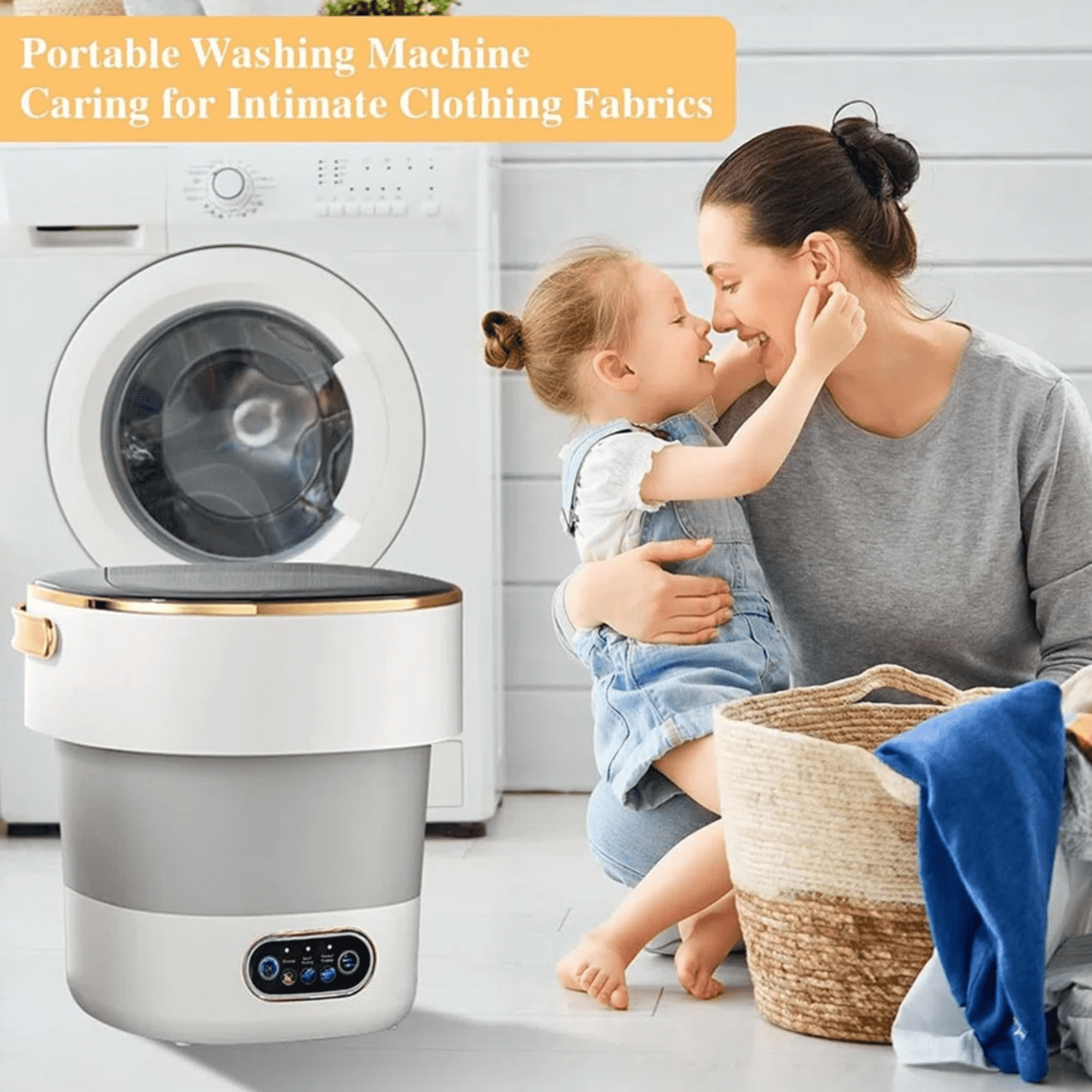 Portable Washing Machine,Mini Washer 13L Upgraded With Spin Basket,Small Clothes Folding Washing Machine Of Underwear, Baby And Small Clothes