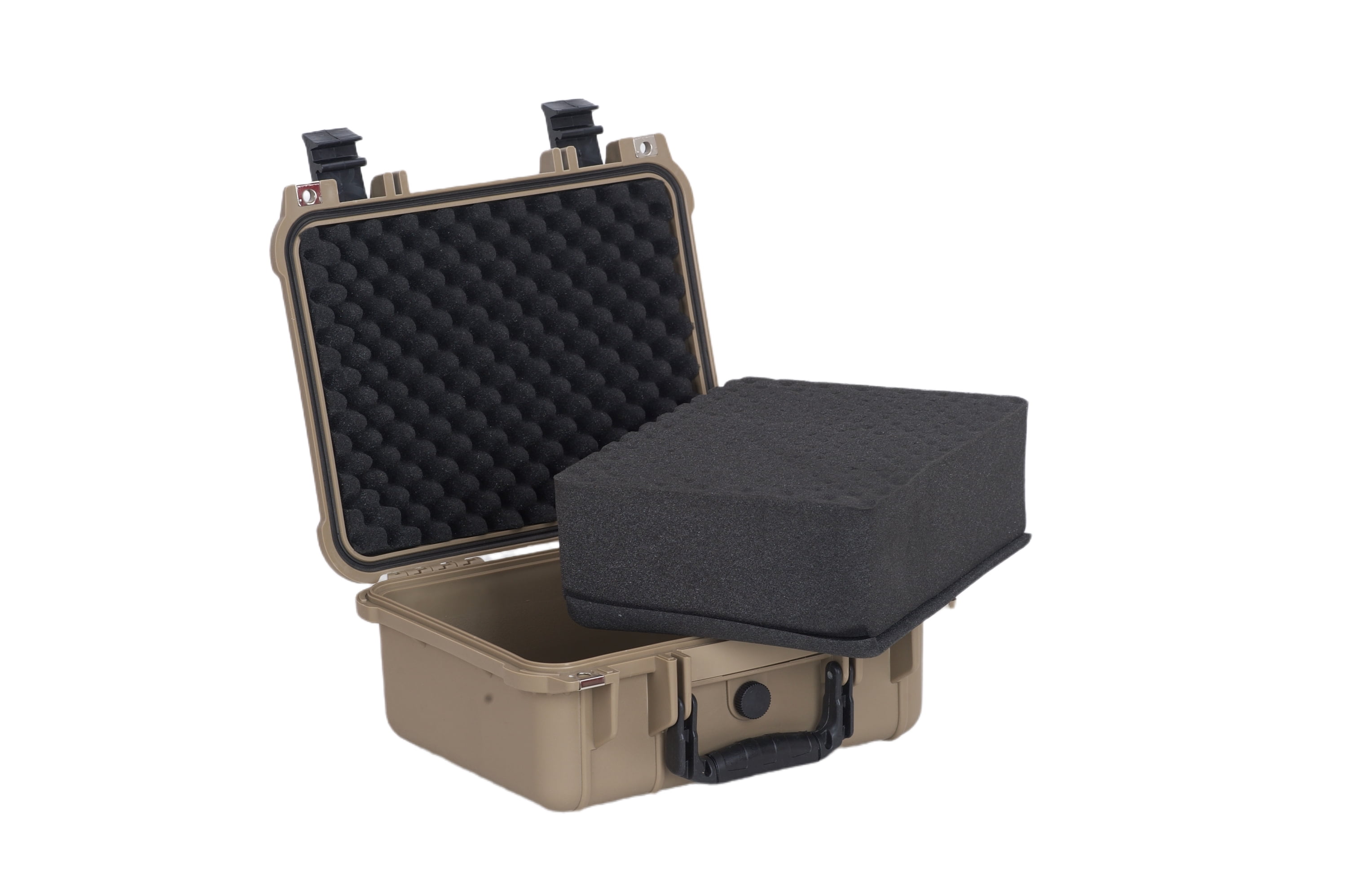 MEIJIA Portable All Weather IP67 Waterproof Hard Case with  Foam,Desert Tan,13.35 x11.63x5.98inches