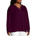 thumbnail image 3 of Just My Size Women's Plus Size French Terry Hoodie with Lace-up Collar, 3 of 5