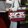 thumbnail image 4 of Wukai Buffalo Plaid Forest Print Zipper Bag,large Beach Tote Bag,Waterproof Sandproof Bag,Grocery and Picnic Tote Travel Bag, 4 of 5
