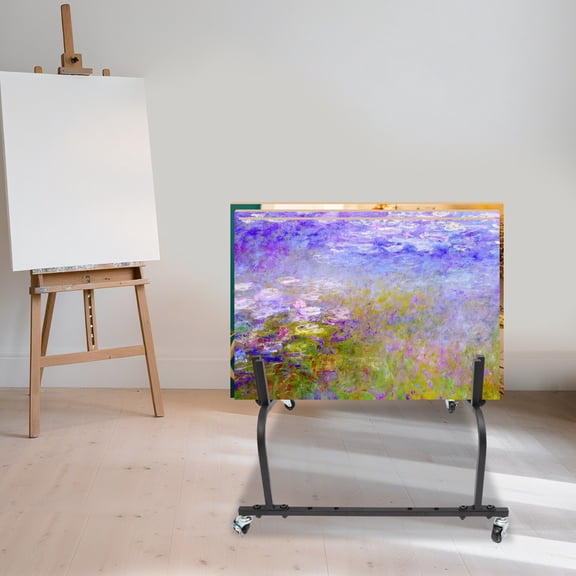 10-Slot Picture Fame Adjustable Canvas Storage Display Rack Cart with Wheels