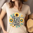 thumbnail image 4 of Christian T-Shirt “Jesus Take the Wheel” with Sunflower Design, CarolinaBlue, Size S, 4 of 6