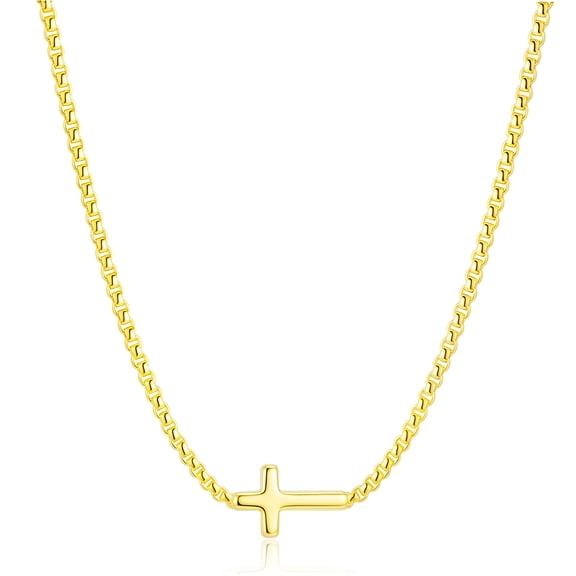 APSVO 18K Gold Plated Cross Necklaces for Women Girls Cross Pendant Chain Catholic Religious Christian Birthday Graduation Jewelry Gifts Teen Her Mom Adults Girlfriend Wife Daughter Kids Age Ideas
