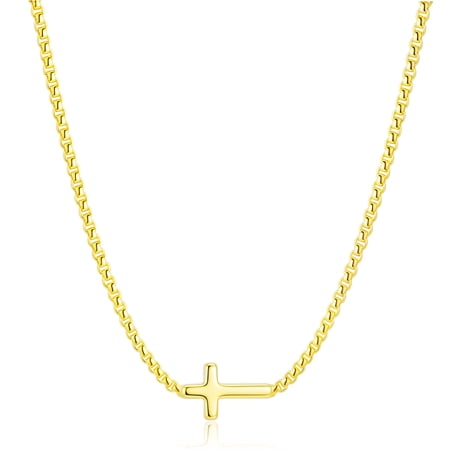 APSVO 18K Gold Plated Cross Necklaces for Women Girls Cross Pendant Chain Catholic Religious Christian Birthday Graduation Jewelry Gifts Teen Her Mom Adults Girlfriend Wife Daughter Kids Age Ideas