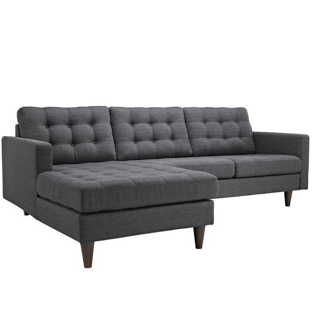 Modway Empress Upholstered Fabric Left-Facing Sectional Sofa in Gray