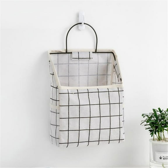 Isvgxsz Wall-Mounted Fabric Storage Bag Big Pocket Clothing Closet Organizer Basket Over The Door Linen Cotton Hanging Shelves Home Kitchen Box for Bedroom Bathroom Dormitory Desktop