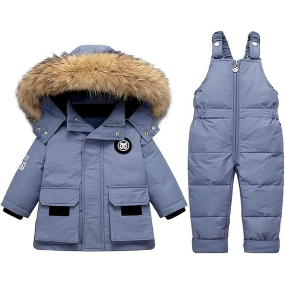 Snowsuits Clothing Set Winter 2 Pieces Down Jacket Coat with Snow Dungarees Bib Trousers Ski Suit Clothing