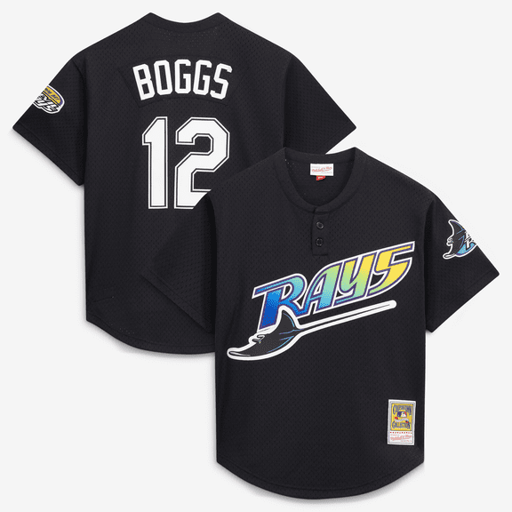 Men's Mitchell & Ness Wade Boggs Black Tampa Bay Rays Authentic Batting Practice Jersey