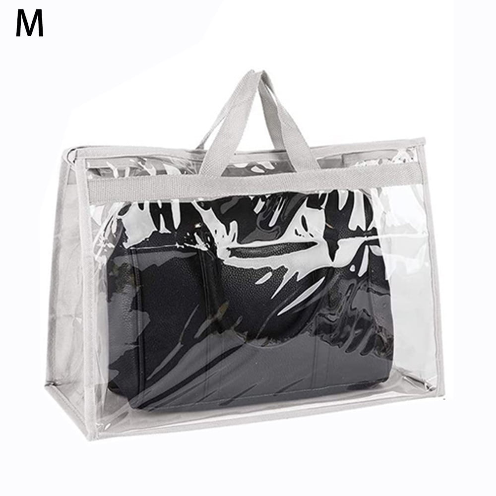 Clear Travel Toiletry Carry-On Bag with Magnetic Snap & Hanging Ring Womdee Transparent Dust Bag Clear Purse Organizer Dustproof Handbag Holder
