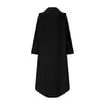 thumbnail image 5 of Uaswgudfs V-Neck 3/4 Sleeve Flowy Midi Dress for Women - Summer Casual Dress with Button Accents, Lightweight Fabric for Beach & Daily Outings Black L, 5 of 6