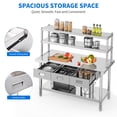 thumbnail image 5 of Dextrus 60" X 24" Stainless Steel Table with Overshelves and 3 Drawers, Work Table with 72" X 12" Shelf & 3 Drawers, Metal Table Prep Table, 5 of 6